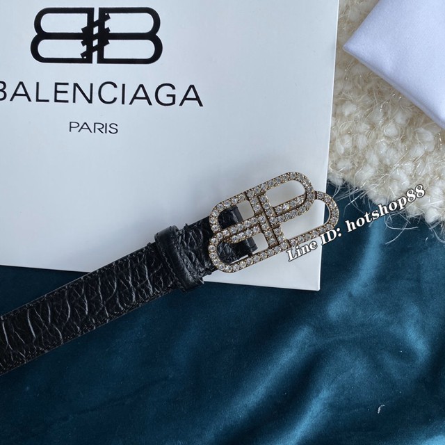 Balenciaga女士皮帶 巴黎世家BB經典logo扣腰帶 巴黎世家小牛皮皮帶  jjp1140